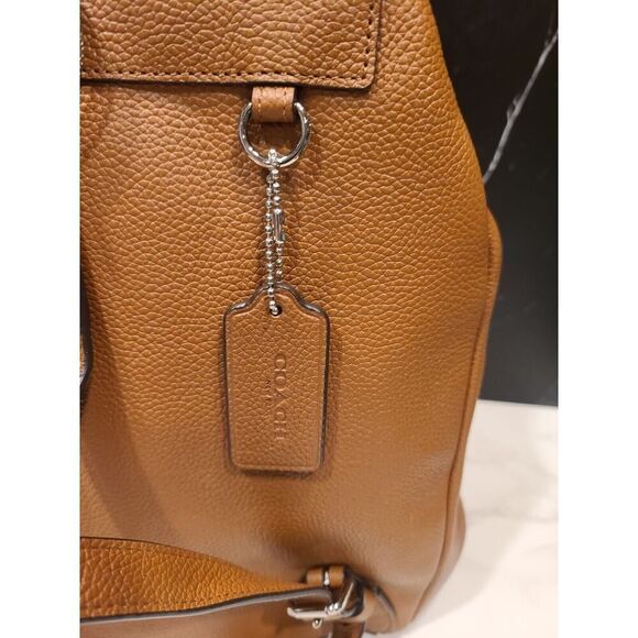 Coach Turnlock Rucksack Backpack Classic Saddle Brown Pebbled Leather Preppy EUC - Picture 9 of 16